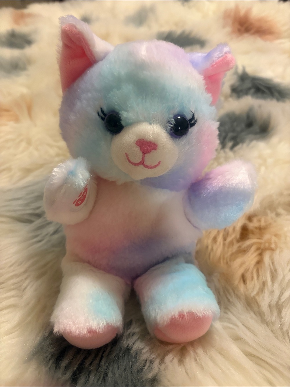 Build-A-Bear Pastel Rainbow Kitty Plush - Pink, Blue, Purple